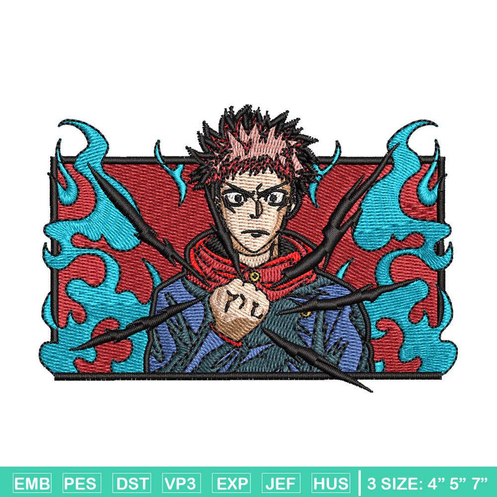 Yuji frame embroidery design, Jujutsu embroidery, Anime design, Embroidery shirt, Embroidery file, Digital download.jpg