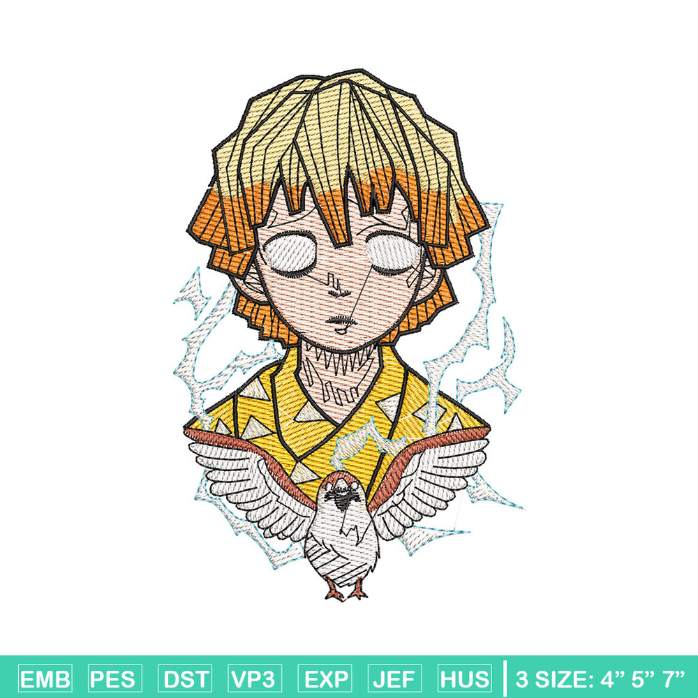 Zenitsu bird embroidery design, Zenitsu embroidery, Anime design, Embroidery shirt, Embroidery file, Digital download.jpg