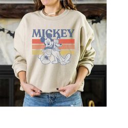 disney mickey mouse and pluto mickey and friends pluto retro line t-shirt unisex adult t-shirt kid shirt long sleeve hoo