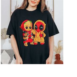 Marvel Deadpool and Baby Groot Shirt, Deadpool Shirt, Marvel Guardians, Disneyland Trip Gift, Matching Family Shirts, Ma