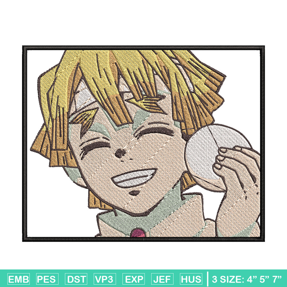Zenitsu smile embroidery design, Zenitsu embroidery, Anime design, Embroidery shirt, Embroidery file, Digital download.jpg