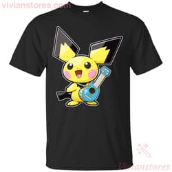 cute pikachu play guitar pokemon t-shirt ka12