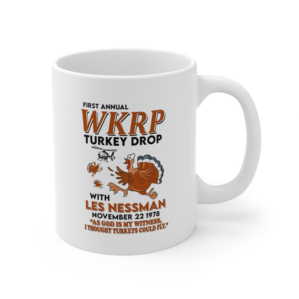 WKRP Turkey Drop with Les Nessman Funny Coffee Mug , Funny Gift For Her Him, Personalised Coffee Mug, Funny Mug, Friends Mug, Family Mug - 3.jpg