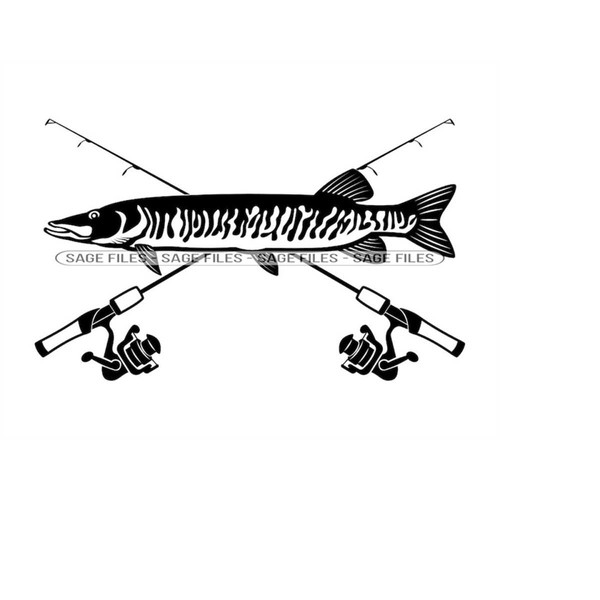 Tiger Musky Fishing SVG, Fishing Logo Svg, Fish Svg, Fishing