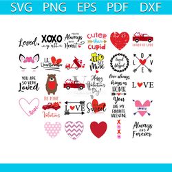 valentines icon bundle svg, valentine svg, heart svg, loved svg, always and forever svg, bee mine svg, valentines quotes