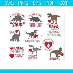 valentines day dinosaur bundle svg, valentine svg, saur svg, rawr svg, dinosaur svg, heart svg, valentines quotes svg, h