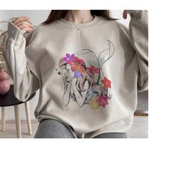 disney the little mermaid floral watercolor outline shirt, disneyland family matching shirt, magic kingdom tee, wdw epco