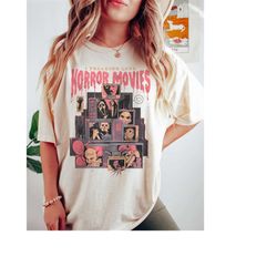 comfort colors horror movies tee, horror movie fan gift, vintage 90s halloween movie, serial killer shirt, family holida