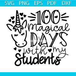 100 magical days with my students svg, 100th days svg, unicorn svg, back to school svg, student svg, class svg, school s