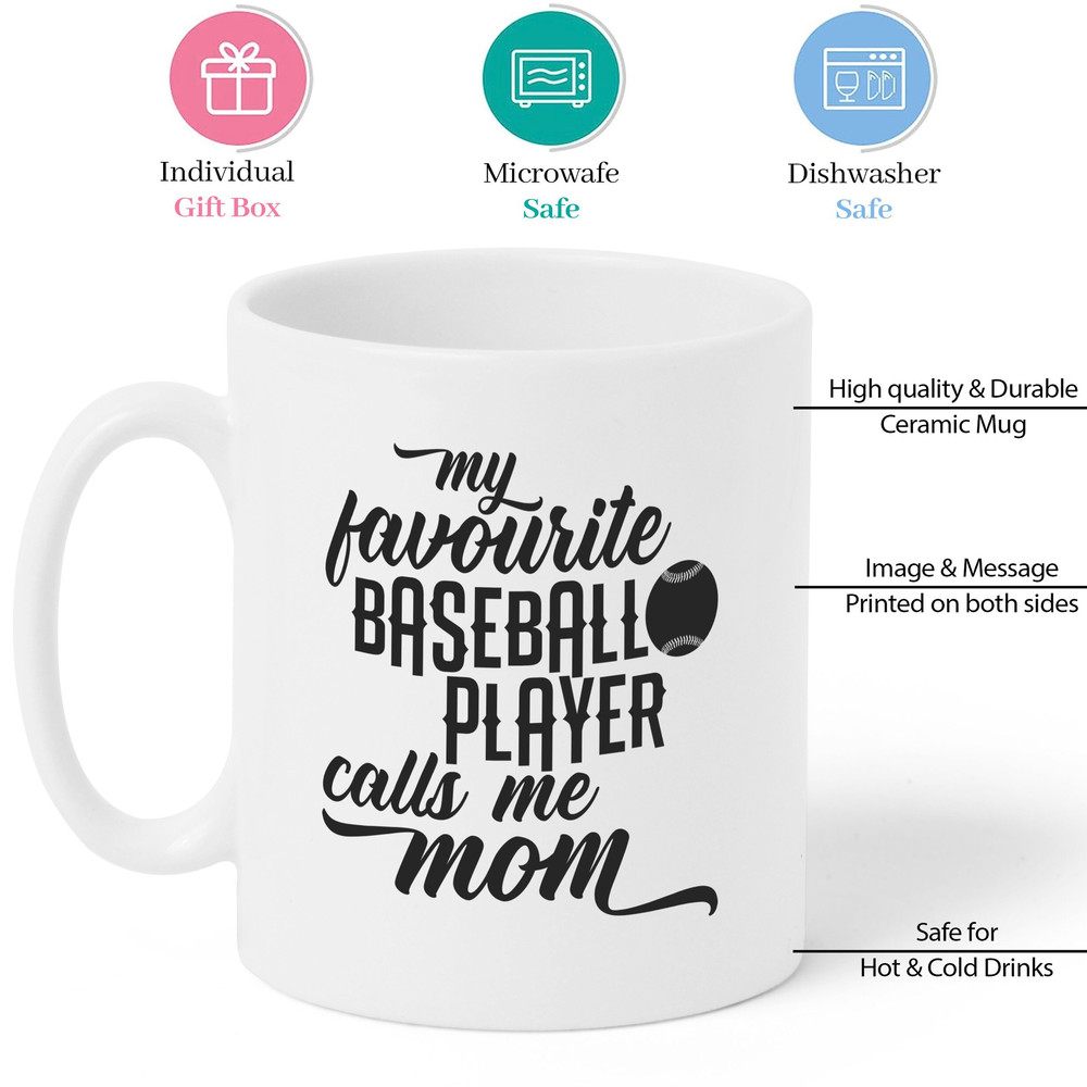 My Favourite Baseball Player Calls Me Mom Mug, Baseball Mug, Baseball Gifts, Fun Coffee Cups, Baseball Fan, Gifts for Dad, Baseball Themed - 2.jpg