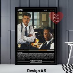 seven poster, 3 different print, seven movie poster gift, poster wall decor, movie posters art, david fincher, brad pitt