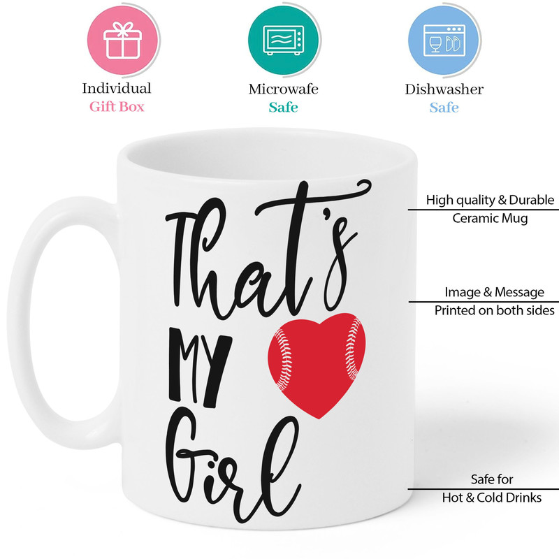 That's My Girl Mug, Baseball Mug, Baseball Gifts, Fun Coffee Cups, Baseball Fan, Gifts for Dad, Baseball Themed, Baseball Throw - 4.jpg