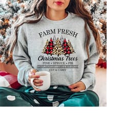 farm fresh christmas trees truck shirt, christmas t-shirt, christmas family, red truck shirt, christmas gift, christmas