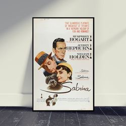 sabrina 1954 movie poster movie print, wall art, room decor, home decor, art poster for gift, living room decor, vintage