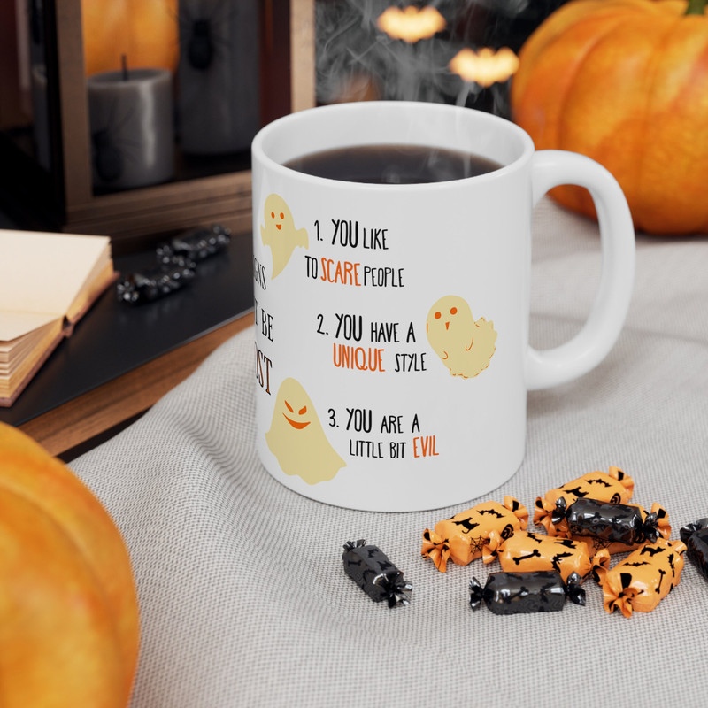 Funny Ghost Mug, Six Signs your are a Ghost, Spooky Season Gift, Autumn Ceramic Mug, Seasonal Coffee Mug, Cute Thanksgiving Gift Idea, Xmas - 2.jpg