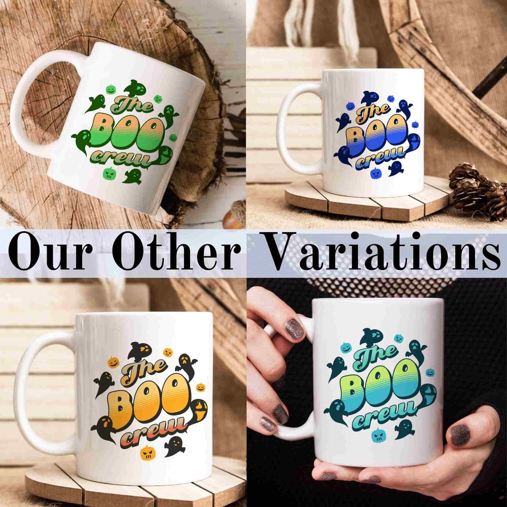 Ghost Halloween Mug, Boo Crew, Thanksgiving Present Idea, Autumn Coffee Mug, Fall Home Decor, Gift For Her, Ceramic, 11 oz, groovy print - 6.jpg