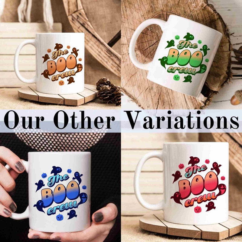 Ghost Halloween Mug, Boo Crew, Thanksgiving Present Idea, Autumn Coffee Mug, Fall Home Decor, Gift For Her, Ceramic, 11 oz, groovy print - 8.jpg