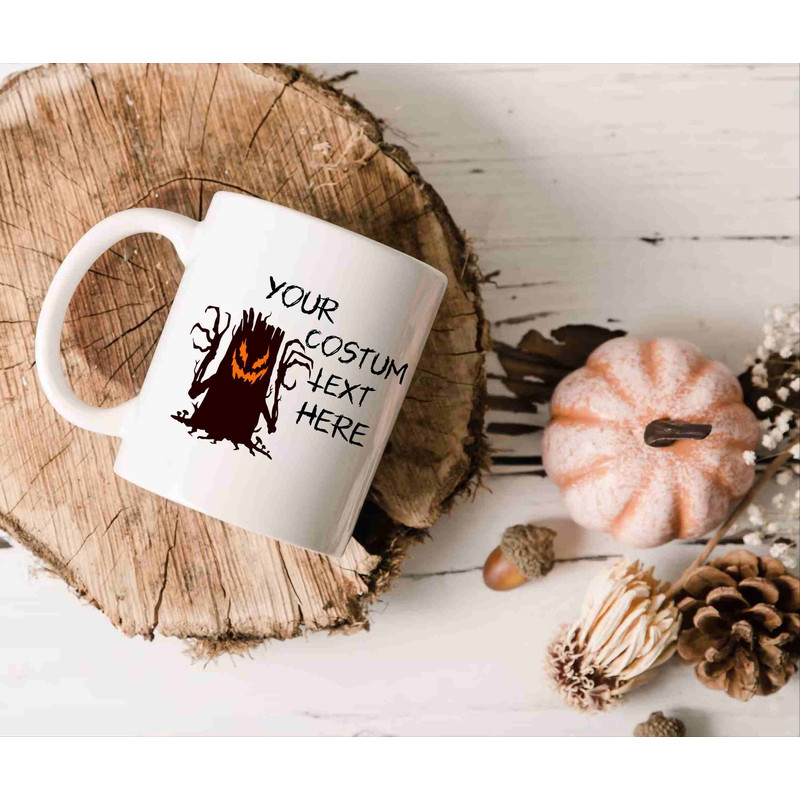 Personalized Spooky Halloween Mug, Custom Text, Quote Mug, Tree Design, Thanksgiving Gift idea, Autumn Fall Vibes, printed Mug, groovy, - 1.jpg