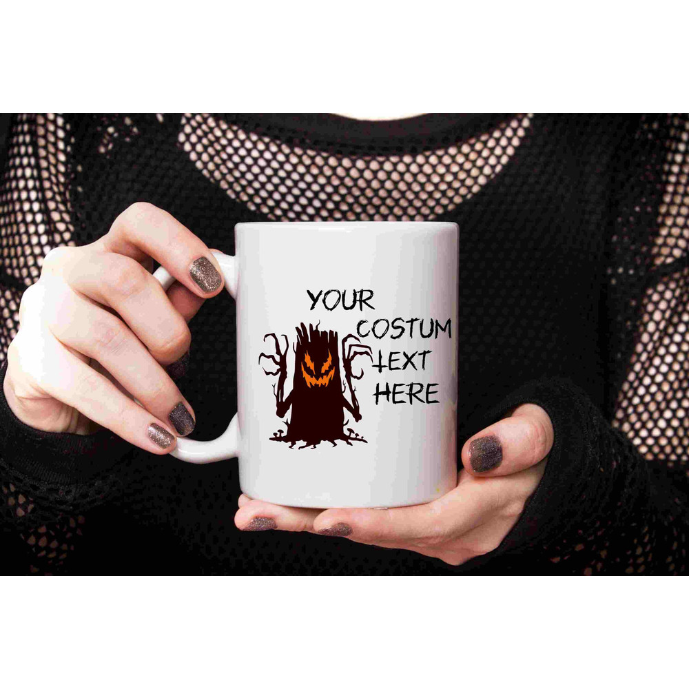 Personalized Spooky Halloween Mug, Custom Text, Quote Mug, Tree Design, Thanksgiving Gift idea, Autumn Fall Vibes, printed Mug, groovy, - 2.jpg