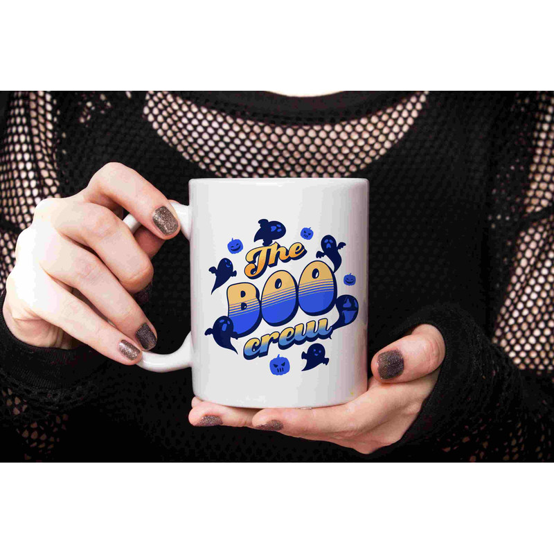 The Boo Crew Mug, Halloween Decor, Spooky Season Mug, Autumn Fall Vibes, Funny Design, Ceramic, 11oz, Thankgsgiving gift idea, Ghost Print - 2.jpg