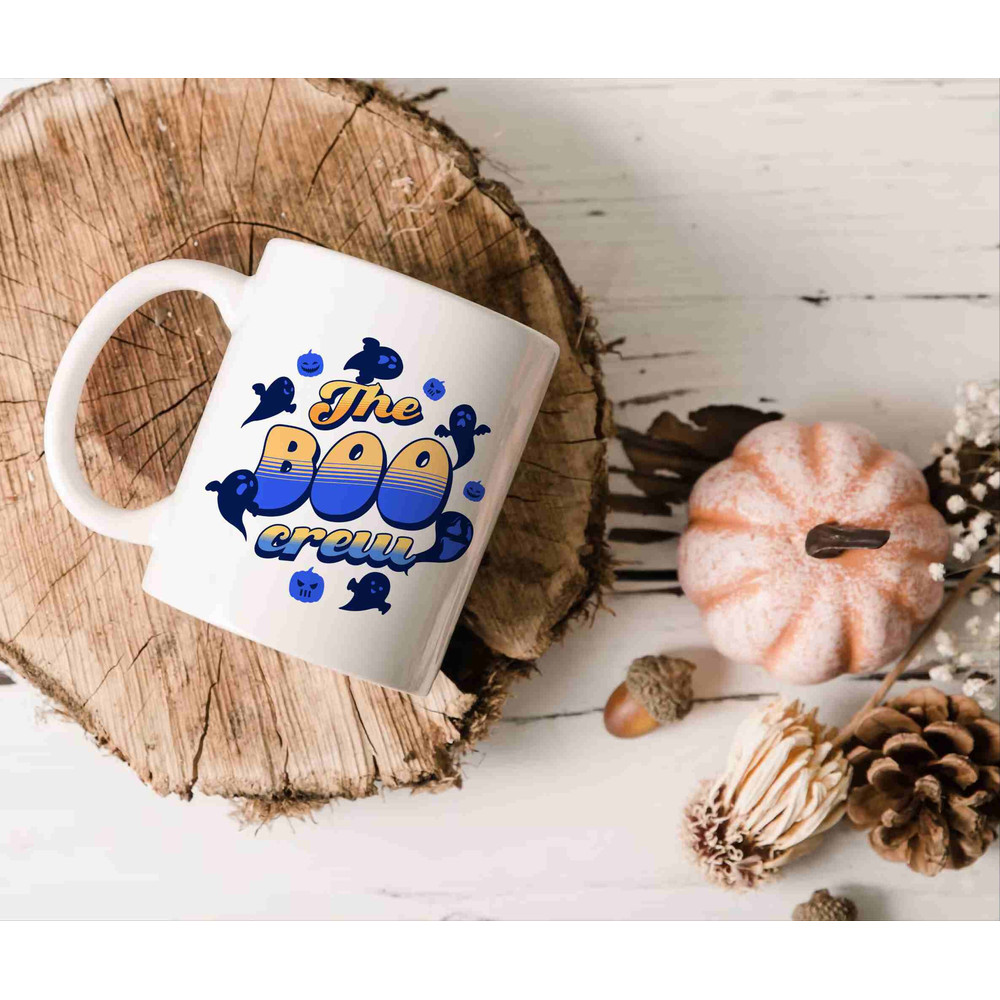 The Boo Crew Mug, Halloween Decor, Spooky Season Mug, Autumn Fall Vibes, Funny Design, Ceramic, 11oz, Thankgsgiving gift idea, Ghost Print - 3.jpg