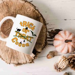 trick or treat cocoa mug, halloween present idea, funny groovy mug