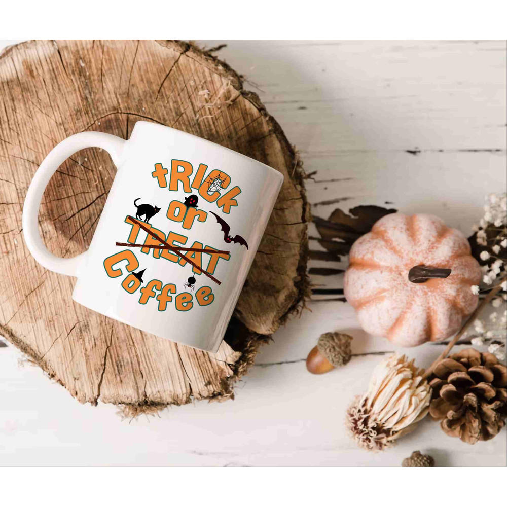 Trick or Treat Coffee Mug, Cute Fall Mug, Halloween Present Idea, Autumn Vibes, Printed Ceramic Mug, 11 oz, hillarious design, Kids Gift - 4.jpg