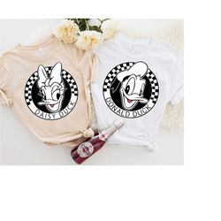 disney donald duck face mickey and friends checkerboard circle unisex adult t-shirt kid shirt long sleeve hoodie sweatsh