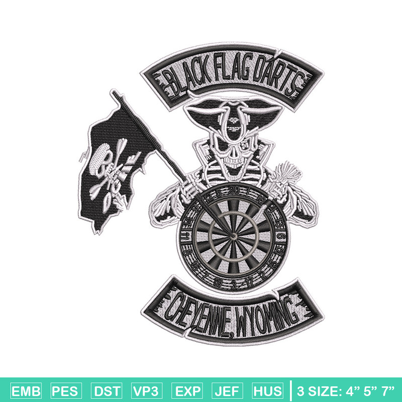 Black Dart Flag embroidery design, Priate embroidery, Embroidery file, Embroidery shirt, Emb design, Digital download.jpg
