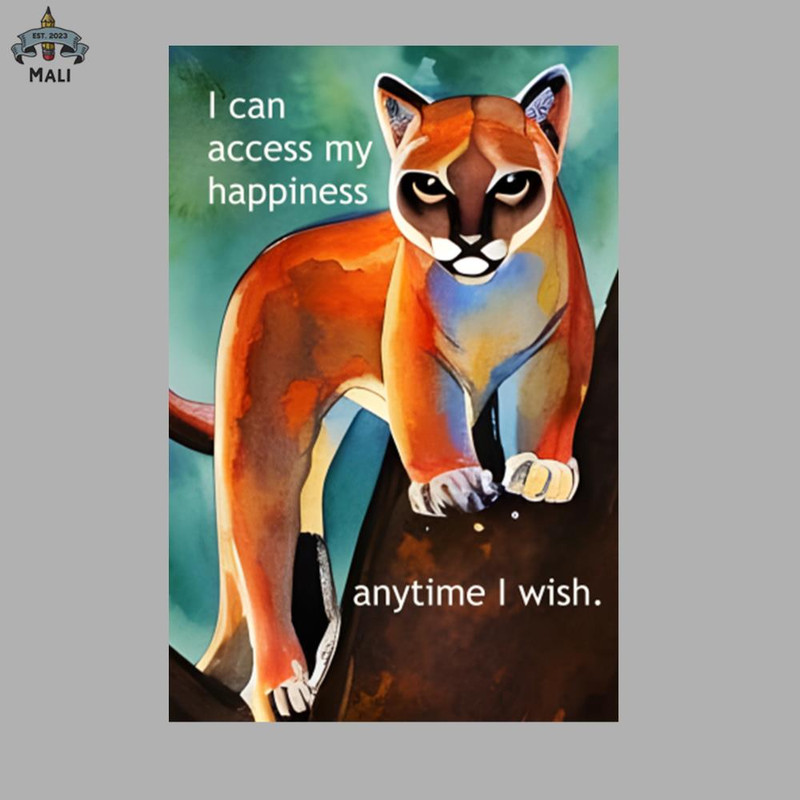 ML0908420-Happiness mantra with mountain lion colorful artistic design Sublimation PNG Download.jpg