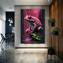 bright and colorful frog wall art, nursery decor ,wall art, animal wall art, frog poster, frog art