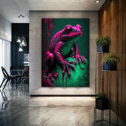colorful frog wall art, nursery decor ,wall art, animal wall art, frog poster, frog art