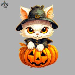 cute halloween cat with pumpkin sublimation png download