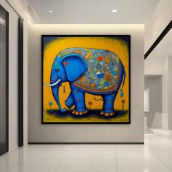 Kids Room Canvas Painting, Cute Elephant Art, Kids Home Decor, Colourful Elephant Canvas, Elephant Poster, Baby Room Gif