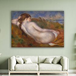 reclining nude by pierre auguste renoir fine art print, nude painting, naked woman canvas print