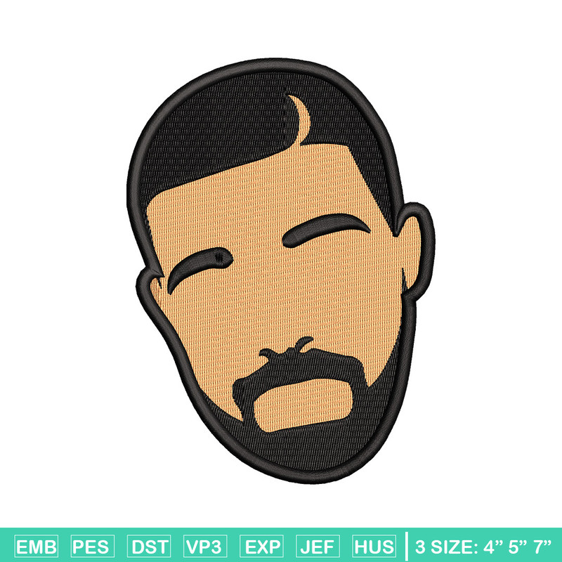 Drake face embroidery design, Drake embroidery, Embroidery file, Embroidery shirt, Emb design,Digital download.jpg