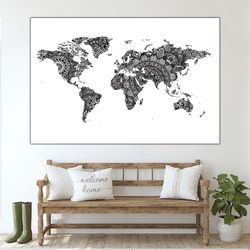 vintage retro map, old world map, home decor map, large wall decor, world map print, large wall map, antique world map,