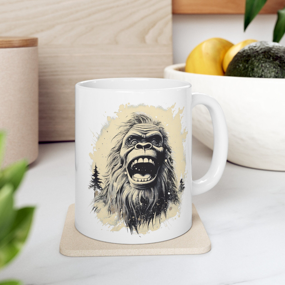 Bigfoot Mug Ceramic 11 oz, Bigfoot Coffee Mug, Bigfoot Gifts, Christmas Gift, Birthday Gift, Yeti Mug, Camping Mug, Gift for Him - 1.jpg
