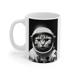 cat astronaut coffee mug 11 oz funny cat mug space mug cute cat mug ca