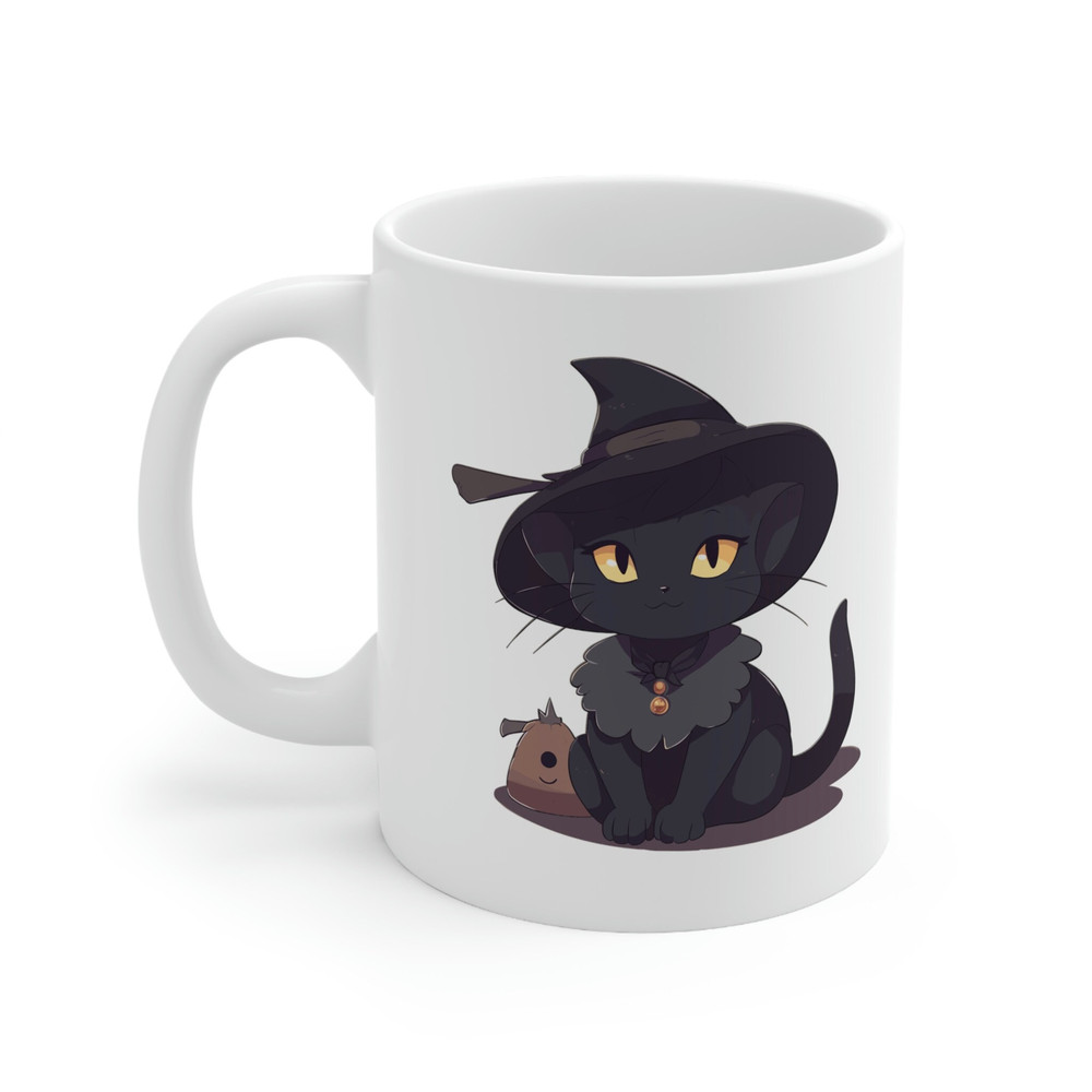 Cute Black Cat Coffee Mug 11 oz Black Cat Mug Halloween Mug Halloween Decor Cat Lover Gift Cat Mom Mug Witch Mug Halloween Witch Mug - 1.jpg