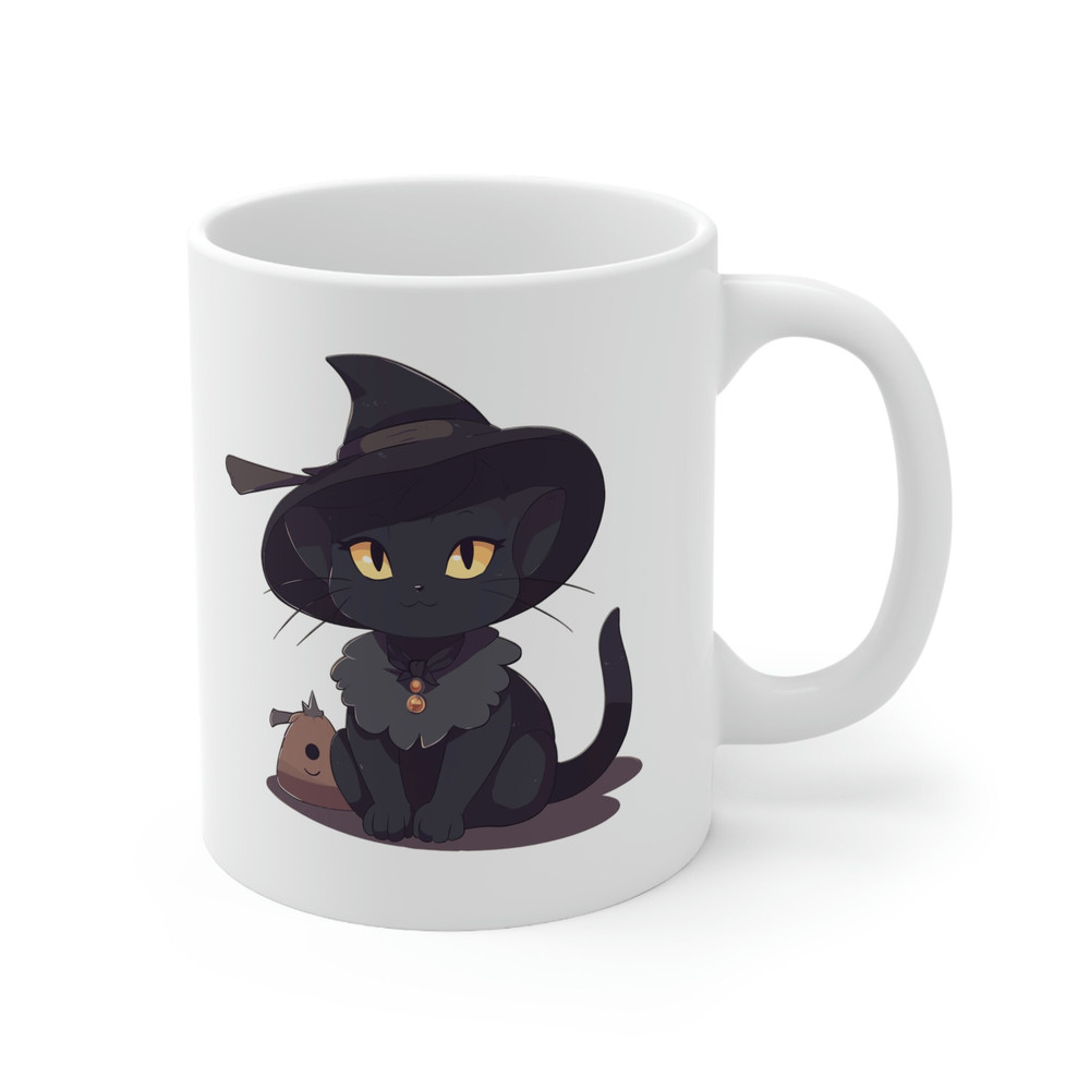 Cute Black Cat Coffee Mug 11 oz Black Cat Mug Halloween Mug Halloween Decor Cat Lover Gift Cat Mom Mug Witch Mug Halloween Witch Mug - 3.jpg