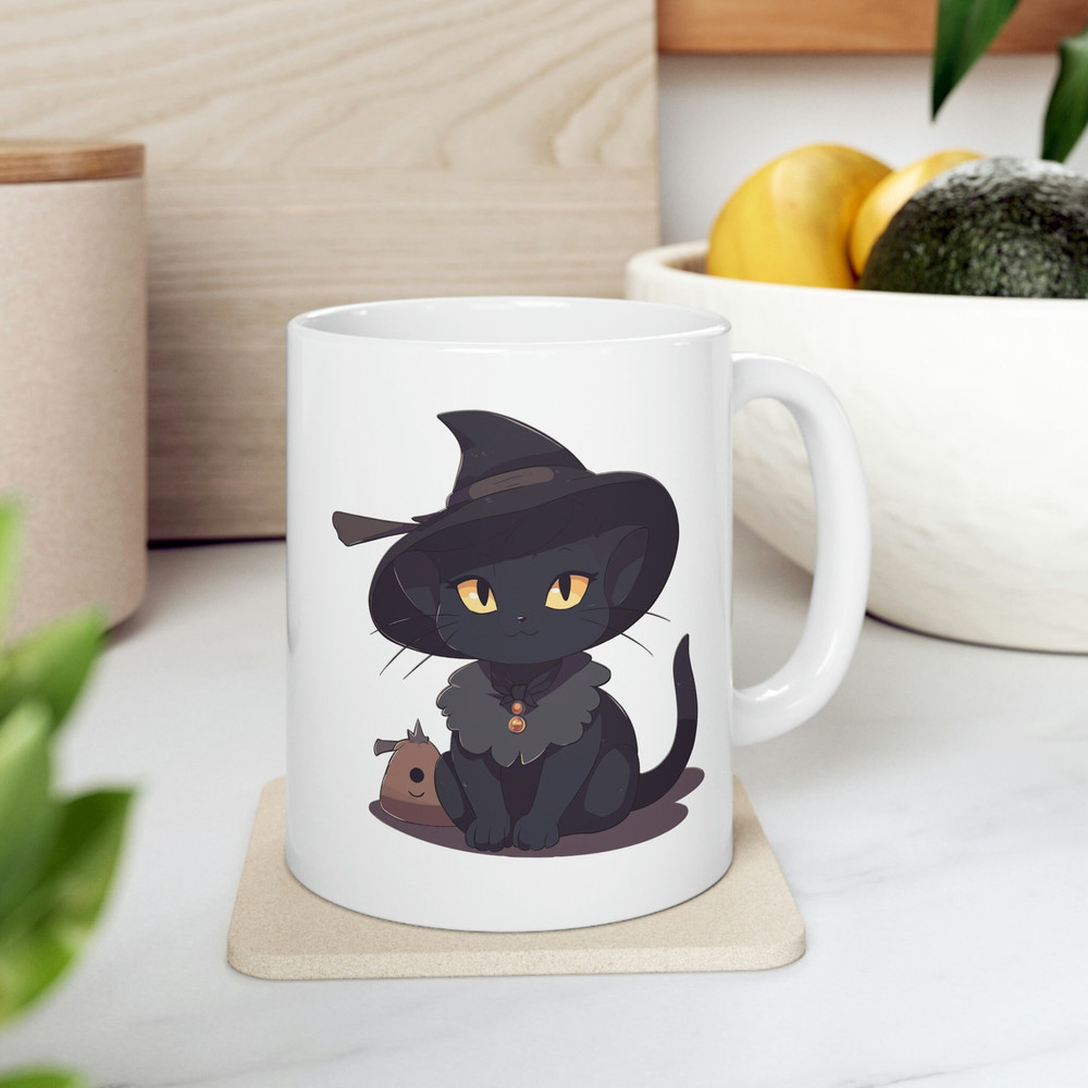 Cute Black Cat Coffee Mug 11 oz Black Cat Mug Halloween Mug Halloween Decor Cat Lover Gift Cat Mom Mug Witch Mug Halloween Witch Mug - 4.jpg