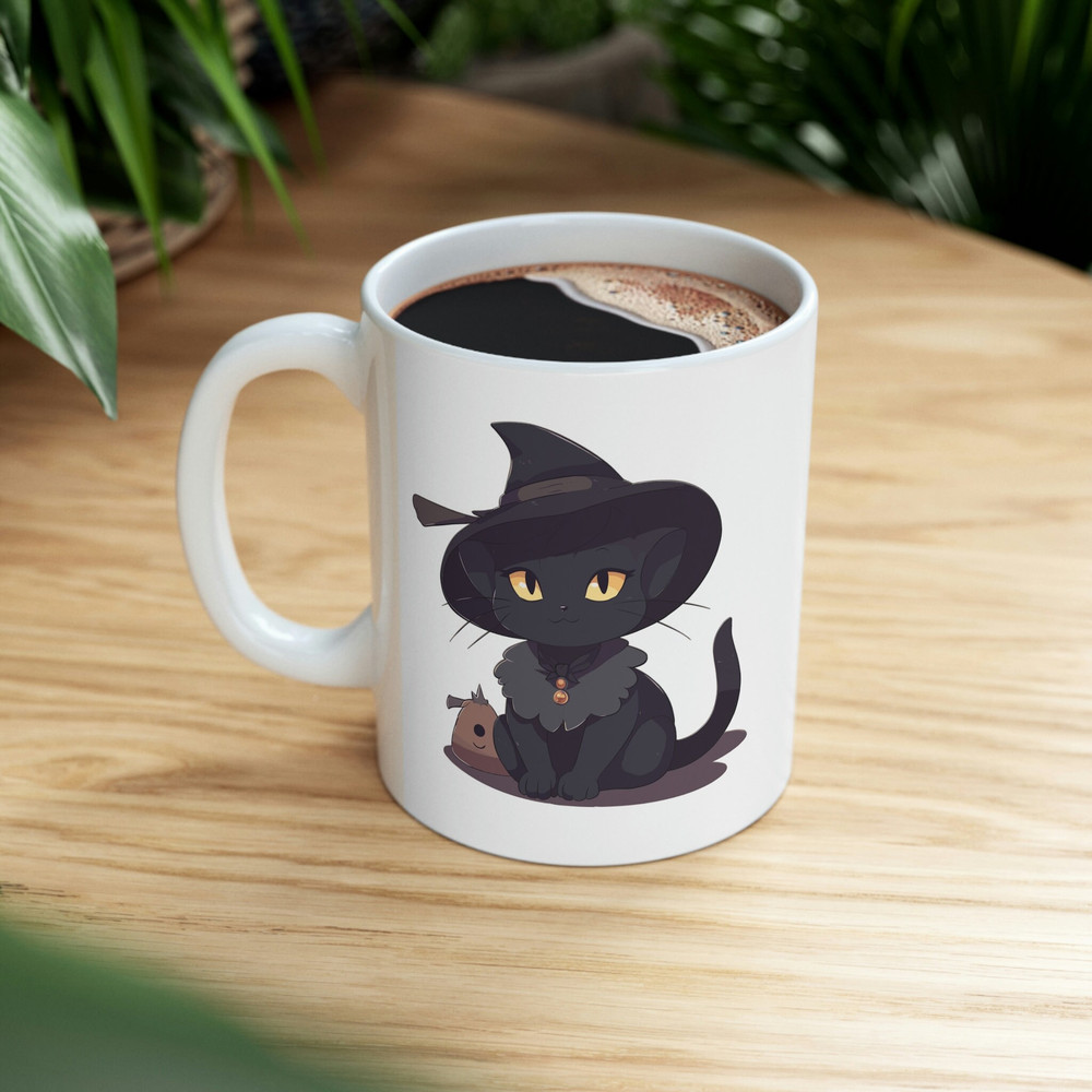 Cute Black Cat Coffee Mug 11 oz Black Cat Mug Halloween Mug Halloween Decor Cat Lover Gift Cat Mom Mug Witch Mug Halloween Witch Mug - 5.jpg