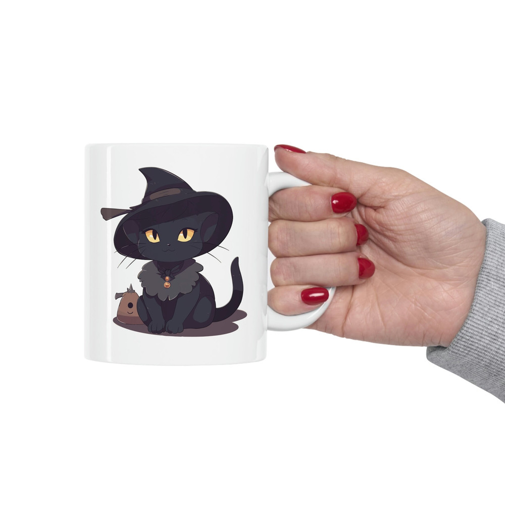 Cute Black Cat Coffee Mug 11 oz Black Cat Mug Halloween Mug Halloween Decor Cat Lover Gift Cat Mom Mug Witch Mug Halloween Witch Mug - 6.jpg