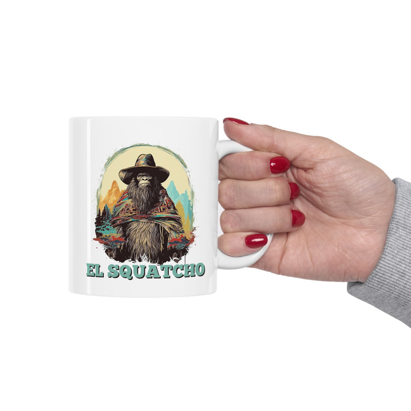 El Squatcho Bigfoot Mug Ceramic 11 oz, Bigfoot Coffee Mug, Bigfoot Gifts, Christmas Gift, Birthday Gift, Yeti Mug, Camping Mug, Gift for Him - 6.jpg