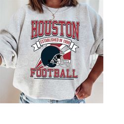 houston football crewneck, texans sweatshirt, vintage houston football crewneck sweatshirt, houston t-shirt