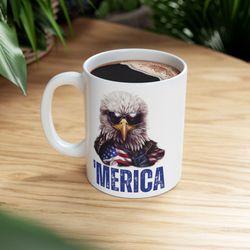 merica coffee mug 11 oz patriotic mug bald eagle with sunglasses mug r