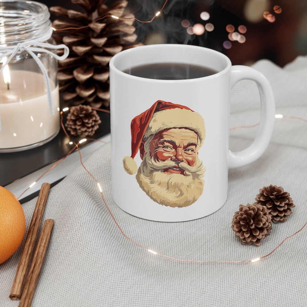 Santa Mug Ceramic 11 oz, Christmas Mug, Christmas Gift, Hot Chocolate Mug, Vintage Santa Mug, Retro Christmas Mug, Milk for Santa Mug - 1.jpg
