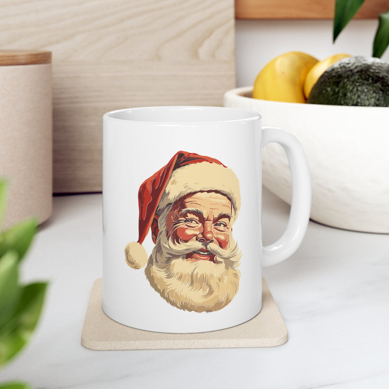 Santa Mug Ceramic 11 oz, Christmas Mug, Christmas Gift, Hot Chocolate Mug, Vintage Santa Mug, Retro Christmas Mug, Milk for Santa Mug - 5.jpg