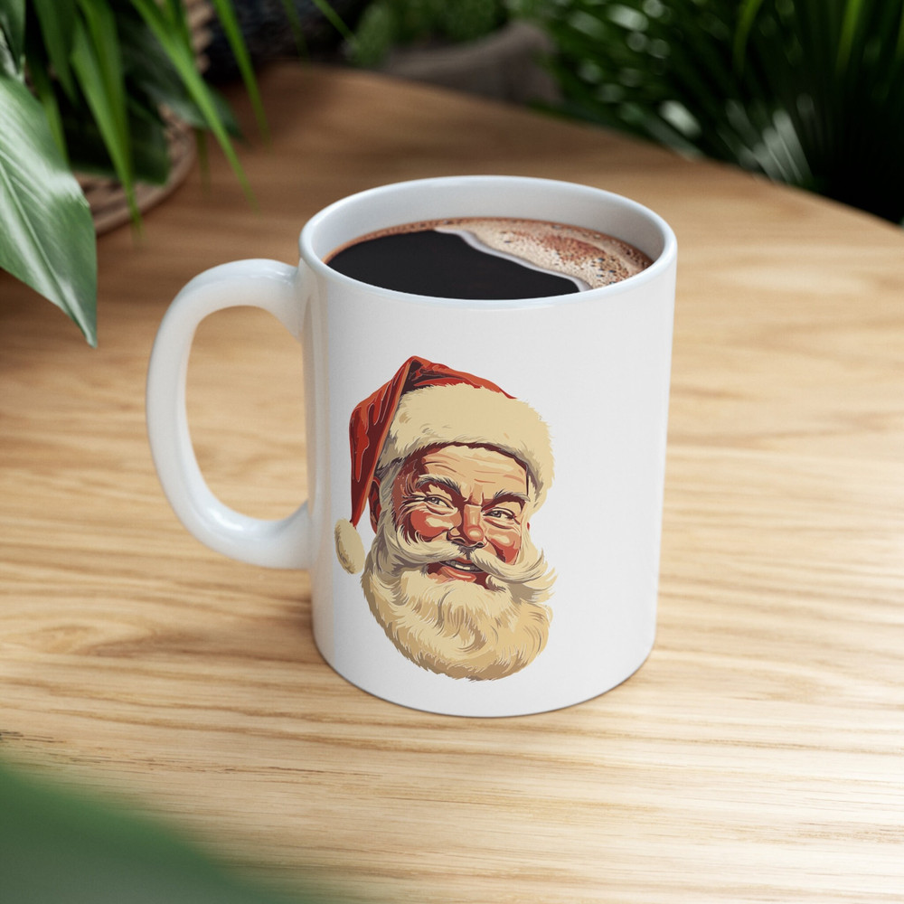 Santa Mug Ceramic 11 oz, Christmas Mug, Christmas Gift, Hot Chocolate Mug, Vintage Santa Mug, Retro Christmas Mug, Milk for Santa Mug - 6.jpg